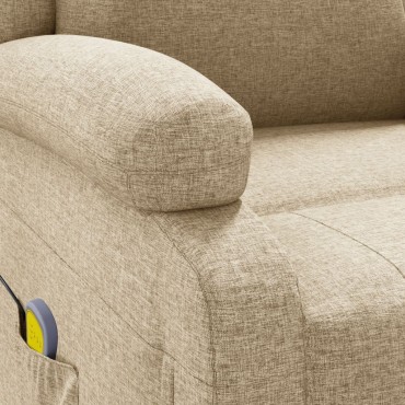 vidaXL Πολυθρόνα Μασάζ Κρεμ Υφασμάτινη