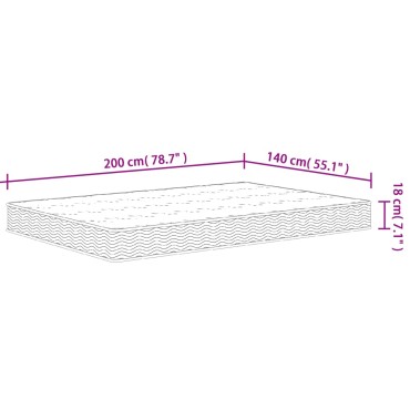 vidaXL Στρώμα με Bonnell Springs Μεσαία Σκληρότητα 140x200cm 1 τεμ. - Διπλό