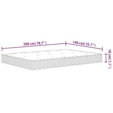 vidaXL Στρώμα με Bonnell Springs Μεσαία Σκληρότητα 140x200cm 1 τεμ. - Διπλό