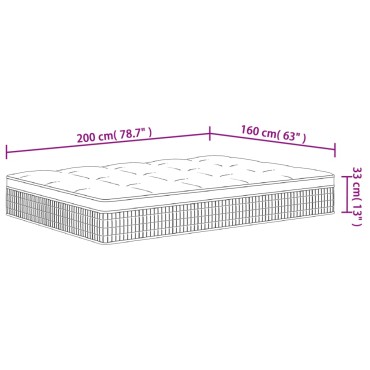 vidaXL Στρώμα με Pocket Springs Μεσαία Plus Σκληρότητα 160x200cm 1 τεμ. - Διπλό