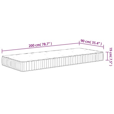vidaXL Στρώμα με Pocket Springs Μεσαία Σκληρότητα 90x200cm 1 τεμ. - Μονό