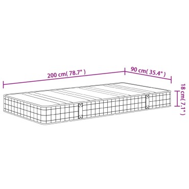 vidaXL Στρώμα με Bonnell Springs Medium 90x200cm 1 τεμ. - Μονό