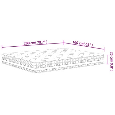 vidaXL Στρώμα με Pocket Springs Μεσαία Σκληρότητα 160x200cm 1 τεμ. - Διπλό
