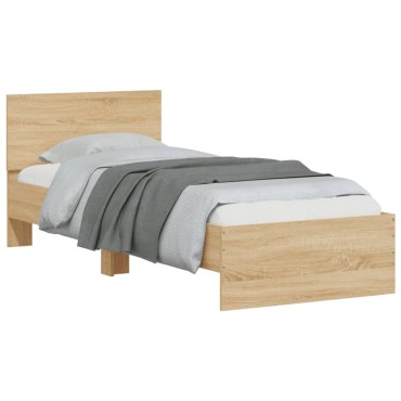 vidaXL Πλαίσιο Κρεβατιού με Κεφαλάρι Sonoma Δρυς 90x190cm Επεξ. Ξύλο 1 τεμ. - Μονό