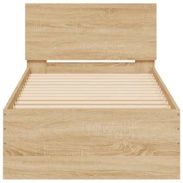 vidaXL Πλαίσιο Κρεβατιού με Κεφαλάρι Sonoma Δρυς 90x190cm Επεξ. Ξύλο 1 τεμ. - Μονό