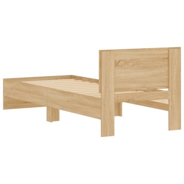 vidaXL Πλαίσιο Κρεβατιού με Κεφαλάρι Sonoma Δρυς 90x190cm Επεξ. Ξύλο 1 τεμ. - Μονό