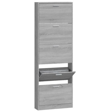 vidaXL Παπουτσοθήκη Γκρι Sonoma 59x17x169cm από Επεξεργασμένο Ξύλο