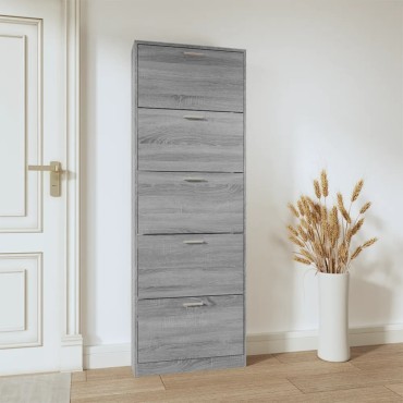 vidaXL Παπουτσοθήκη Γκρι Sonoma 59x17x169cm από Επεξεργασμένο Ξύλο