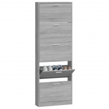 vidaXL Παπουτσοθήκη Γκρι Sonoma 59x17x169cm από Επεξεργασμένο Ξύλο