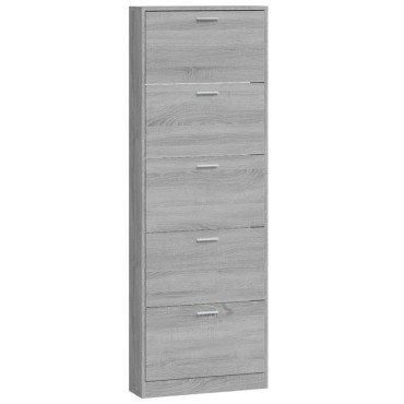 vidaXL Παπουτσοθήκη Γκρι Sonoma 59x17x169cm από Επεξεργασμένο Ξύλο