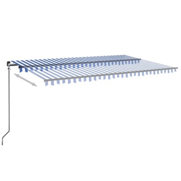vidaXL Τέντα Συρόμενη Χειροκίνητη με LED Μπλε / Λευκό 500 x 350 εκ.