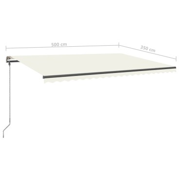 vidaXL Τέντα Συρόμενη Χειροκίνητη με LED Κρεμ 500x350 εκ.