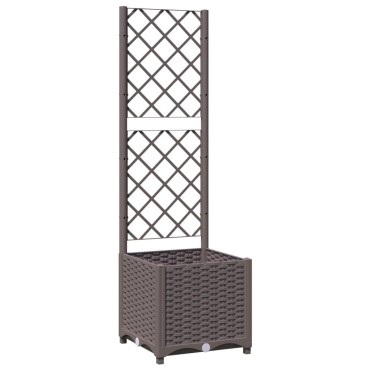 vidaXL Ζαρντινιέρα Κήπου με Καφασωτό Καφέ 40 x 40 x 136 εκ. από PP
