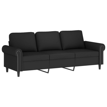 vidaXL Καναπές Τριθέσιος Μαύρος Βελούδινος 212x77x80cm 1 τεμ.