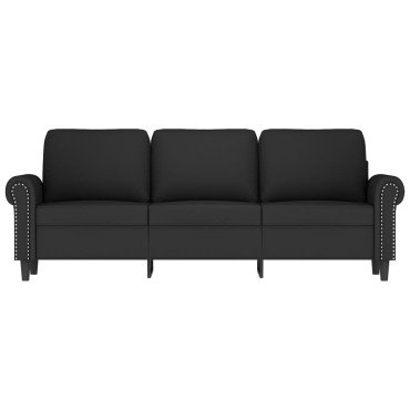 vidaXL Καναπές Τριθέσιος Μαύρος Βελούδινος 212x77x80cm 1 τεμ.