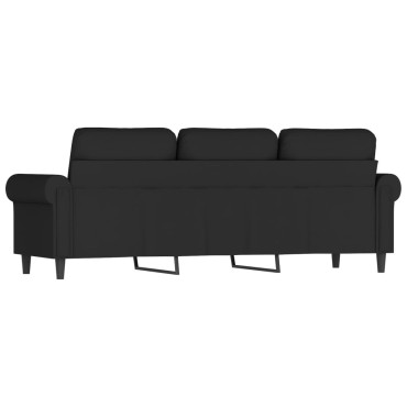 vidaXL Καναπές Τριθέσιος Μαύρος Βελούδινος 212x77x80cm 1 τεμ.