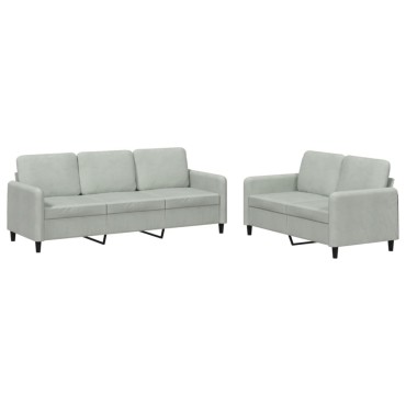vidaXL Σετ Σαλονιού 2 τεμ. Αν. Γκρι Βελούδινο 138x77x80cm  Διθέσιος Τριθέσιος