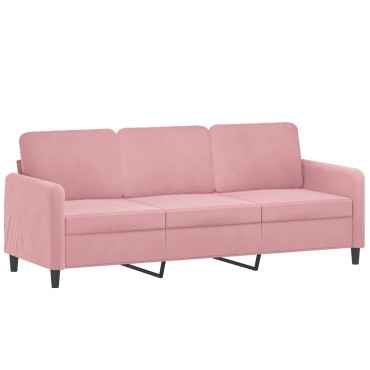 vidaXL Καναπές Τριθέσιος Ροζ Βελούδινος 198x77x80cm 1 τεμ.