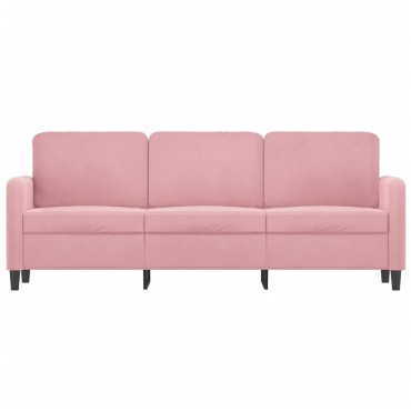 vidaXL Καναπές Τριθέσιος Ροζ Βελούδινος 198x77x80cm 1 τεμ.