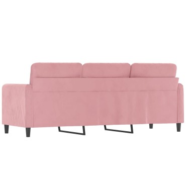 vidaXL Καναπές Τριθέσιος Ροζ Βελούδινος 198x77x80cm 1 τεμ.