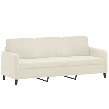 vidaXL Καναπές Τριθέσιος Κρεμ Βελούδινος 198x77x80cm 1 τεμ.