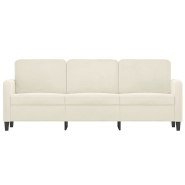 vidaXL Καναπές Τριθέσιος Κρεμ Βελούδινος 198x77x80cm 1 τεμ.