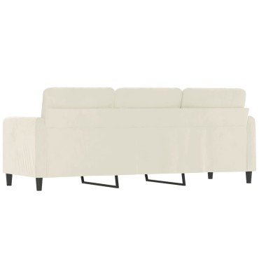 vidaXL Καναπές Τριθέσιος Κρεμ Βελούδινος 198x77x80cm 1 τεμ.