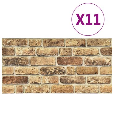 vidaXL Πάνελ Τοίχου 3D 10 τεμ. Σχέδιο Τούβλα Σκούρο Χρώμα Άμμου EPS
