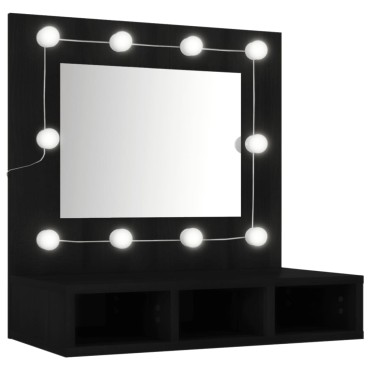 vidaXL Έπιπλο Καθρέφτη με LED Μαύρο 60x31,5x62cm 1 τεμ.