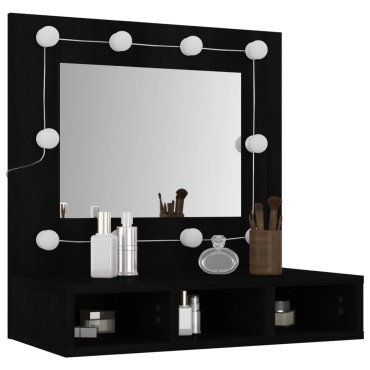 vidaXL Έπιπλο Καθρέφτη με LED Μαύρο 60x31,5x62cm 1 τεμ.