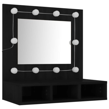 vidaXL Έπιπλο Καθρέφτη με LED Μαύρο 60x31,5x62cm 1 τεμ.