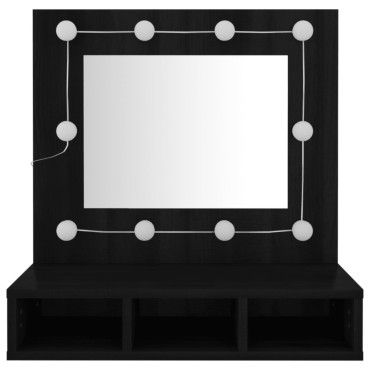 vidaXL Έπιπλο Καθρέφτη με LED Μαύρο 60x31,5x62cm 1 τεμ.