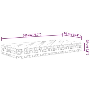 vidaXL Στρώμα με Pocket Springs Μεσαία Σκληρότητα 90x200cm 1 τεμ. - Μονό