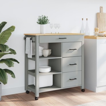 vidaXL Τρόλεϊ Κουζίνας MONZA 84x40x90cm από Μασίφ Ξύλο Πεύκου 1 τεμ.