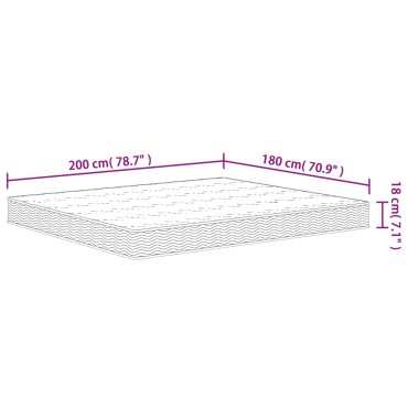 vidaXL Στρώμα με Bonnell Springs Μεσαία Σκληρότητα 180x200cm 1 τεμ. - Διπλό