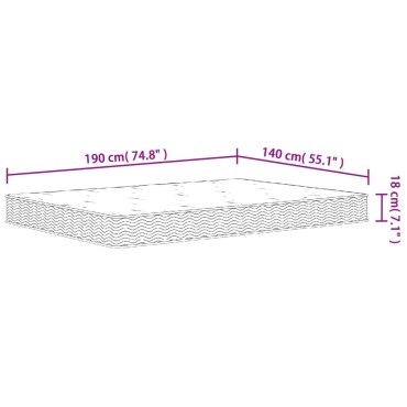 vidaXL Στρώμα με Bonnell Springs Μεσαία Σκληρότητα 140x190cm 1 τεμ. - Διπλό