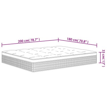 vidaXL Στρώμα με Pocket Springs Μεσαία Plus Σκληρότητα 180x200cm 1 τεμ. - Διπλό