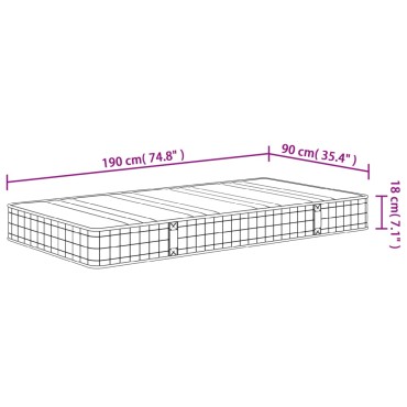 vidaXL Στρώμα με Bonnell Springs Medium 90x190cm Μονό 1 τεμ. - Μονό