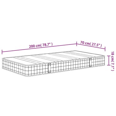 vidaXL Στρώμα με Bonnell Springs Μεσαία Σκληρότητα 70x200cm 1 τεμ. - Μονό