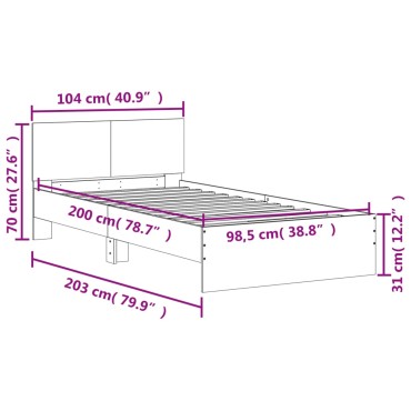 vidaXL Πλαίσιο Κρεβατιού με Κεφαλάρι Λευκό 100x200 εκ. Επεξ. Ξύλο