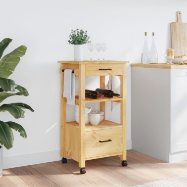 vidaXL Τρόλεϊ Κουζίνας MONZA 48x40x90cm από Μασίφ Ξύλο Πεύκου 1 τεμ.