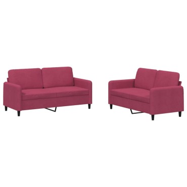 vidaXL Σαλόνι Σετ 2 τεμ. Μπορντό από Βελούδο 138x77x80cm  Διθέσιος