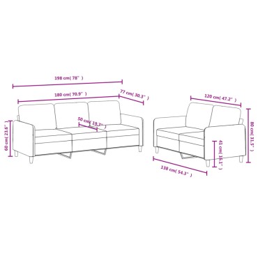 vidaXL Πολυθρόνες Σετ 2 τεμ. Καφέ από Βελούδο 138x77x80cm  Διθέσιος Τριθέσιος