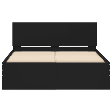 vidaXL Πλαίσιο Κρεβατιού με Κεφαλάρι Μαύρο 120 x 190 εκ