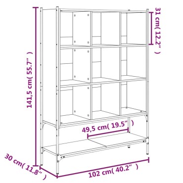 vidaXL Βιβλιοθήκη Καφέ Δρυς 102x30x141,5cm από Επεξεργασμένο Ξύλο 1 τεμ.