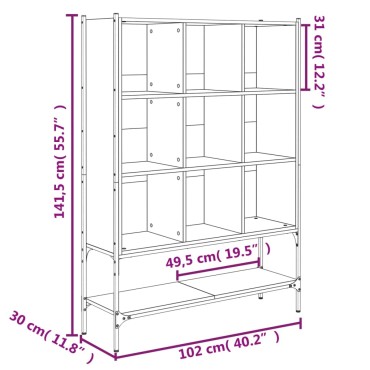 vidaXL Βιβλιοθήκη Καπνιστή Δρυς 102x30x141,5cm από Επεξεργασμένο Ξύλο 1 τεμ.