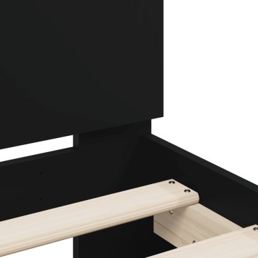 vidaXL Πλαίσιο Κρεβατιού με Κεφαλάρι/LED Μαύρο 90 x 190 εκ.