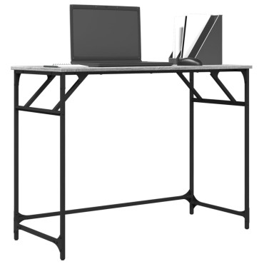 vidaXL Γραφείο Γκρι Sonoma100x45x76cm Επ. Ξύλο/Ατσάλι Ηλ. Βαφή Πούδρας 1 τεμ.