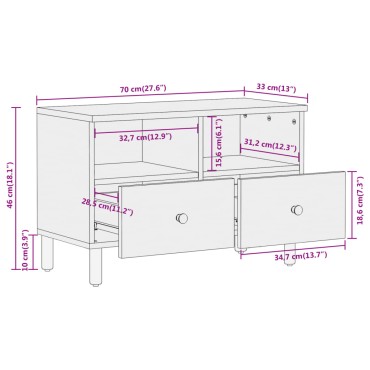 vidaXL Έπιπλο Τηλεόρασης 70x33x46cm από Μασίφ Ξύλο Ακακίας
