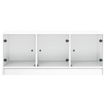 vidaXL Τραπεζάκι Σαλονιού Λευκό 102x50x42cm με Γυάλινες Πόρτες 1 τεμ.
